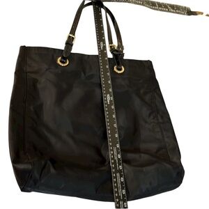 Michael Kors black microfiber tote bag with sheen adjustable straps NWOT